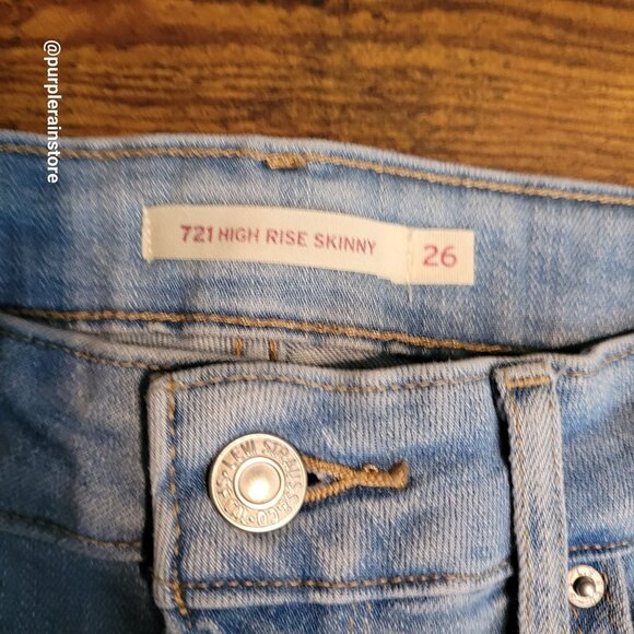 Levi's Jeans 26 Skinny 721 High Rise Medium Light Wash Stretch Denim Western - Picture 4 of 12